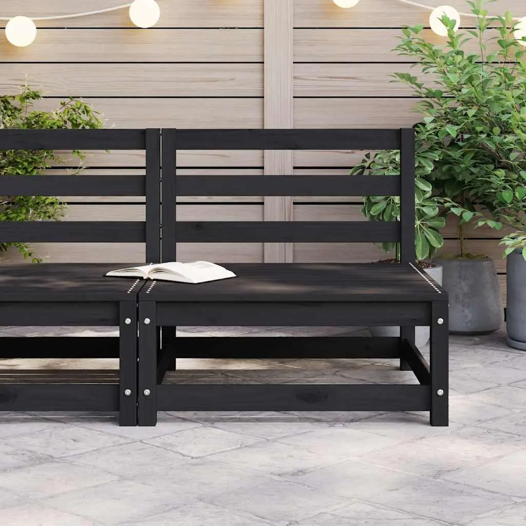 Black Solid Pinewood Modular Sofa Sectional