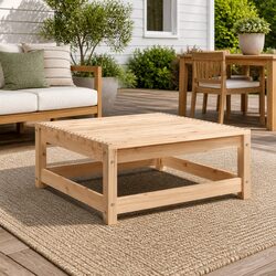 Brown Wooden Ottoman Footstool for Outdoor Relaxation