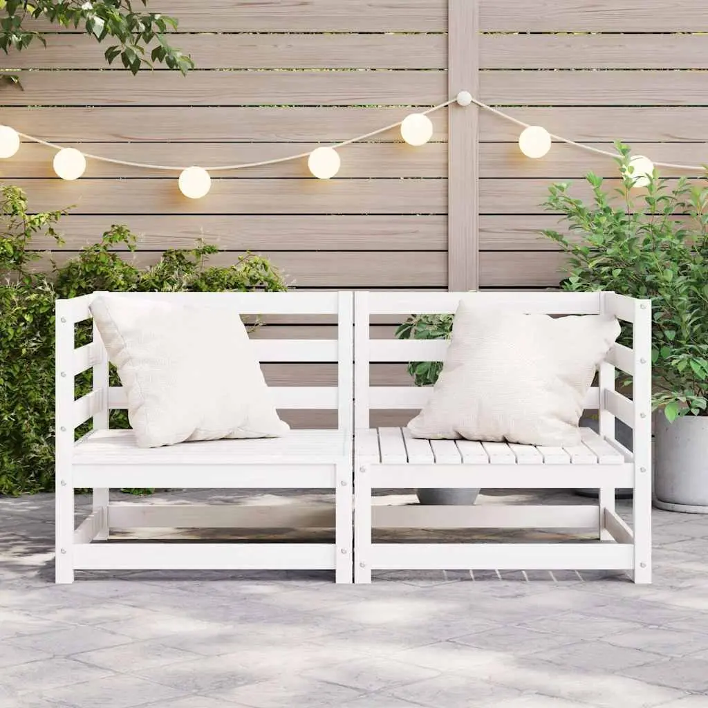 Outdoor Corner Sofa 2 Piece Set White Garden Patio Modular Sectional Seating