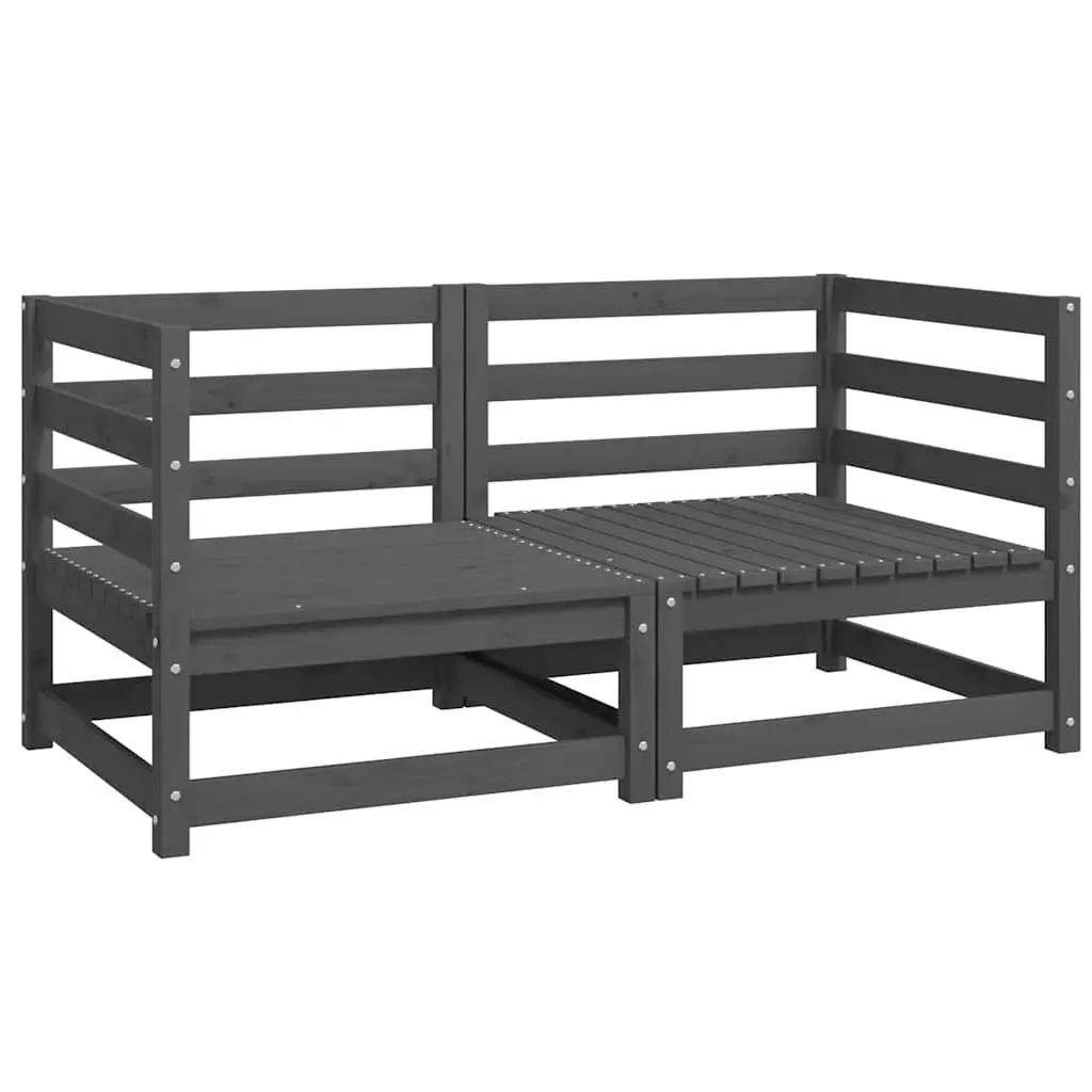 Outdoor Corner Sofa Set 2 pcs Garden Modular Lounge Grey Pinewood