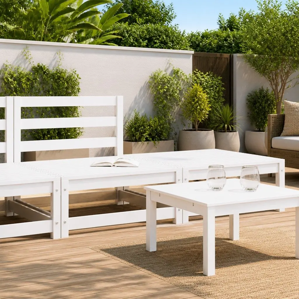 Outdoor Sectional Sofa Lounge Set 2 Piece White Garden Furniture
