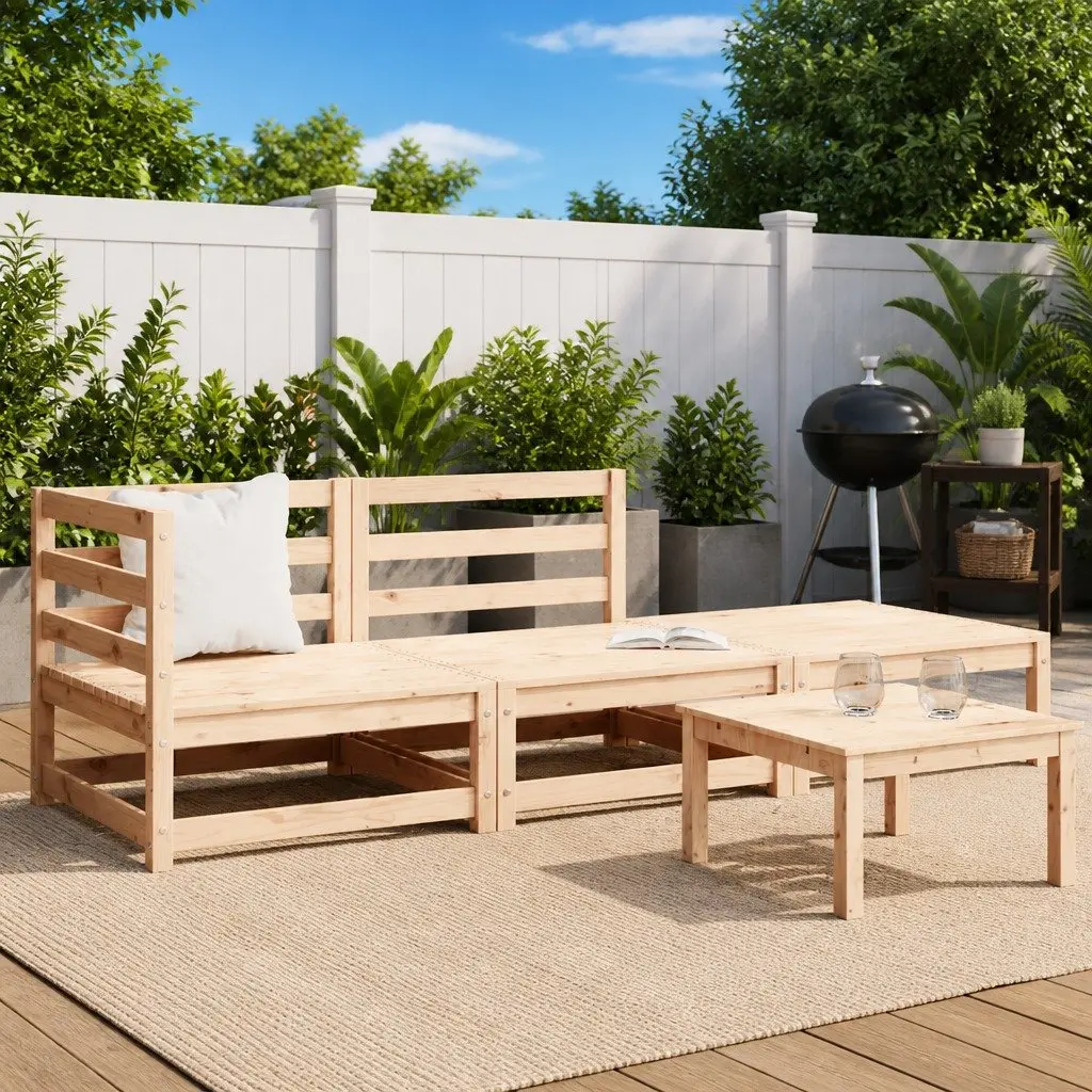 3 Piece Garden Lounge Set with Solid Pinewood Construction