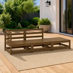3 Piece Outdoor Lounge Set: Solid Pinewood Construction