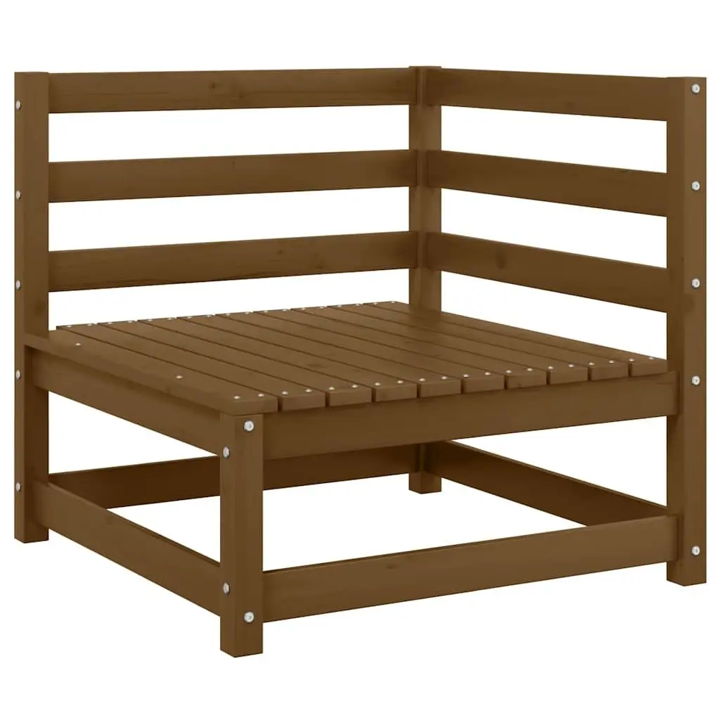 Garden Corner Sofa with Cream Cushions Solid Pinewood Brown Outdoor Sectional