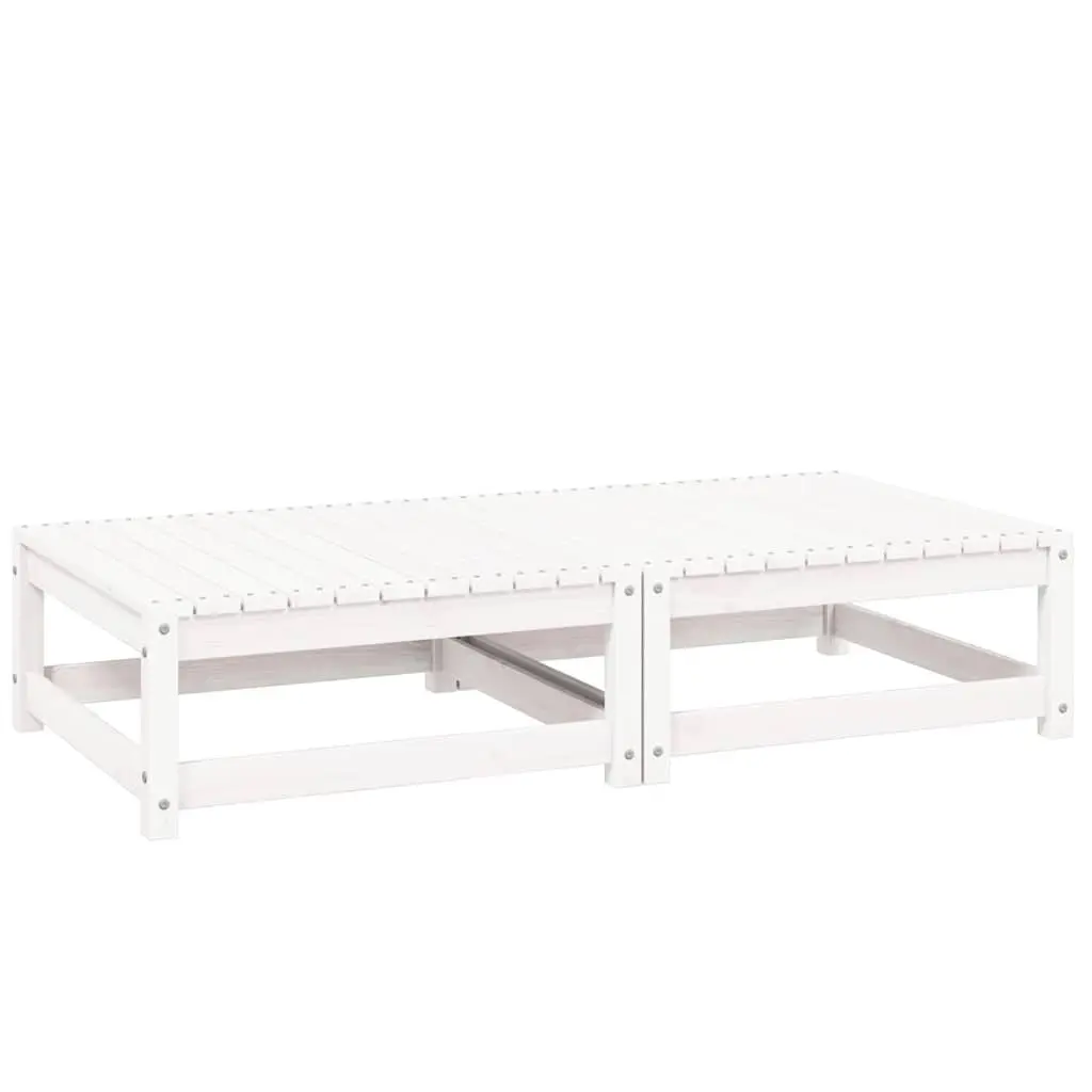 Outdoor Footstools 2 Piece Garden Patio White Solid Wood with Cushions