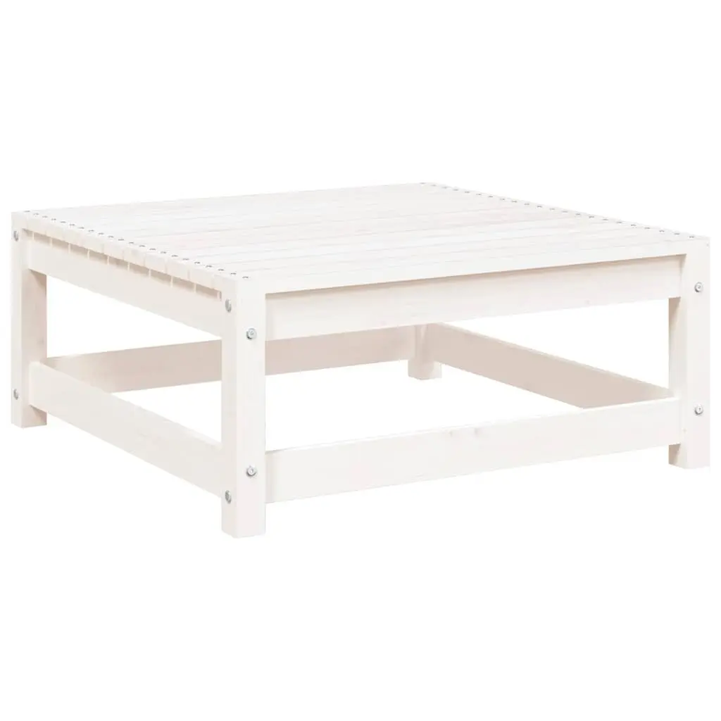 Outdoor Footstools 2 Piece Garden Patio White Solid Wood with Cushions