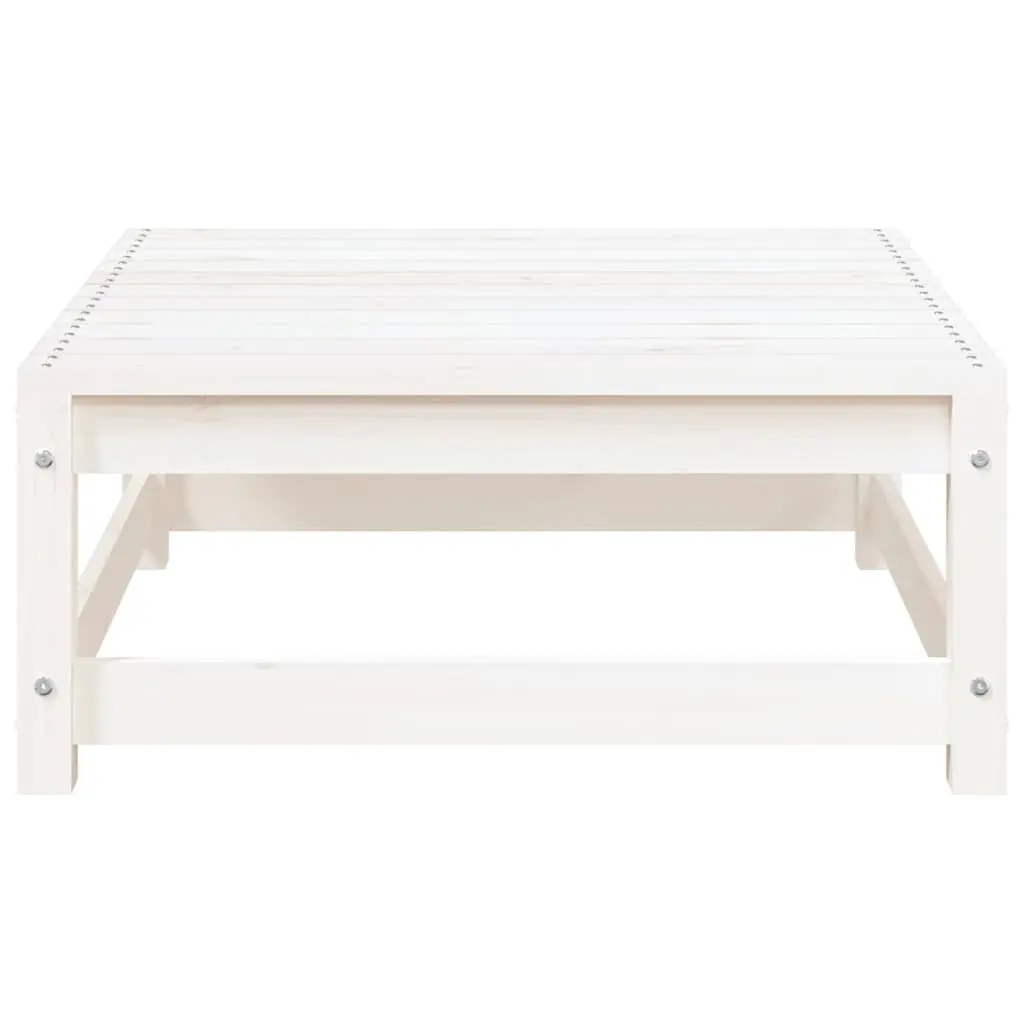 Outdoor Footstools 2 Piece Garden Patio White Solid Wood with Cushions