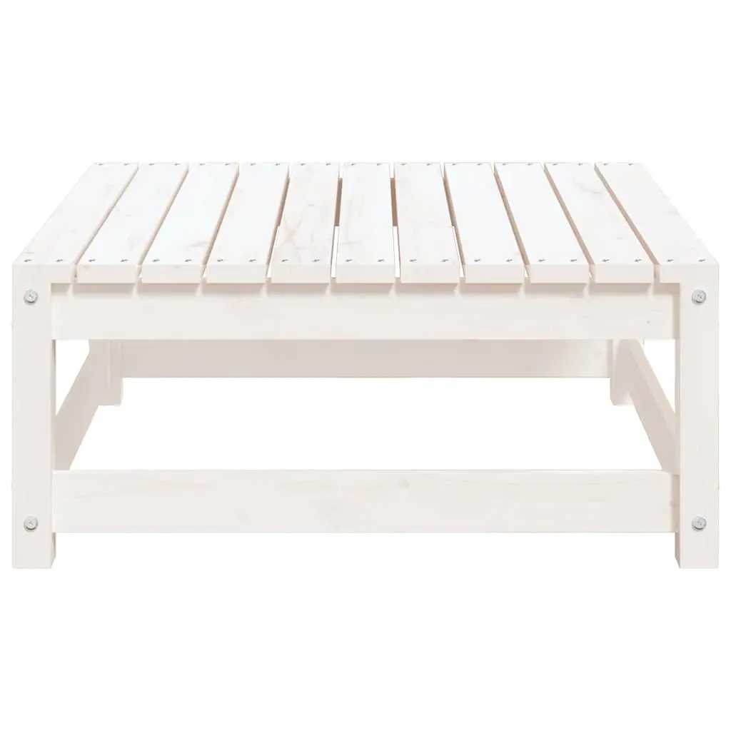 Outdoor Footstools 2 Piece Garden Patio White Solid Wood with Cushions