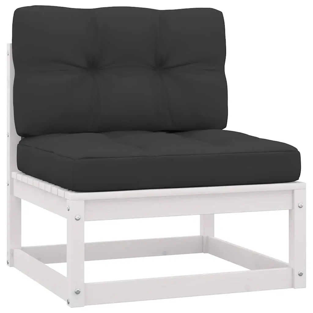 Outdoor Sofa Set 2 Piece Modular White Pinewood Lounge with Cushions Garden