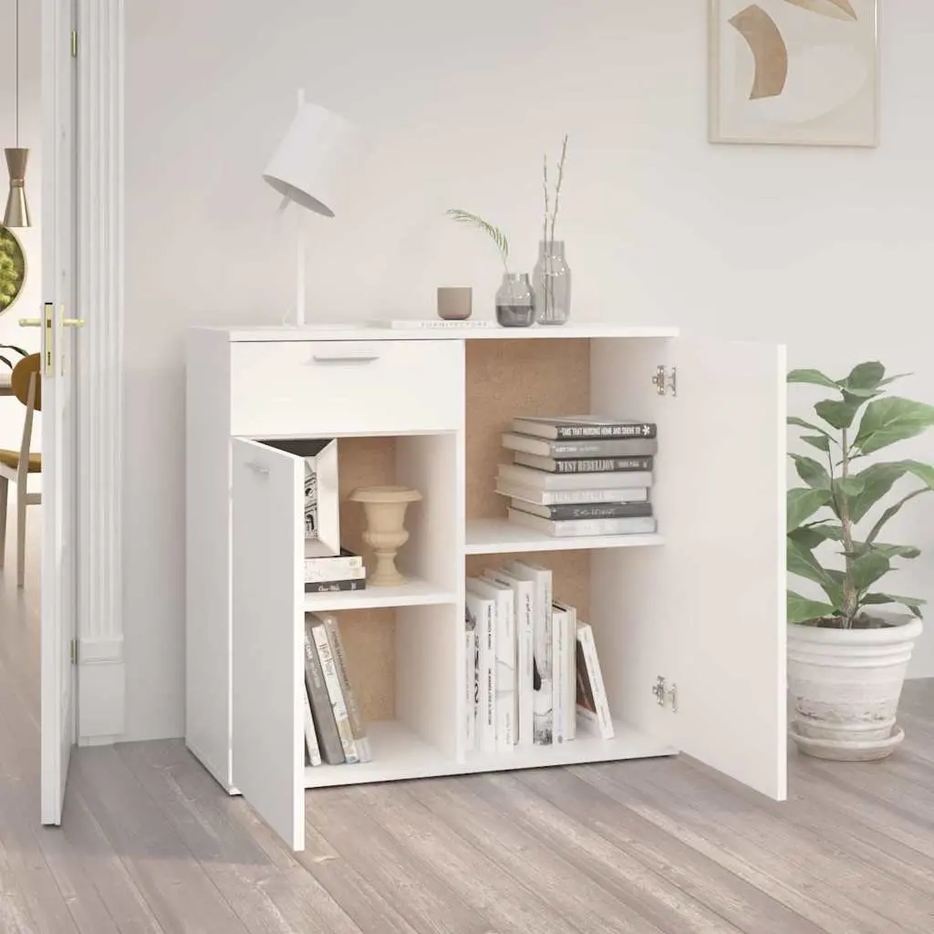 Sideboard Storage Cabinet Home Furniture 80x36x75cm White 2 Doors Drawer