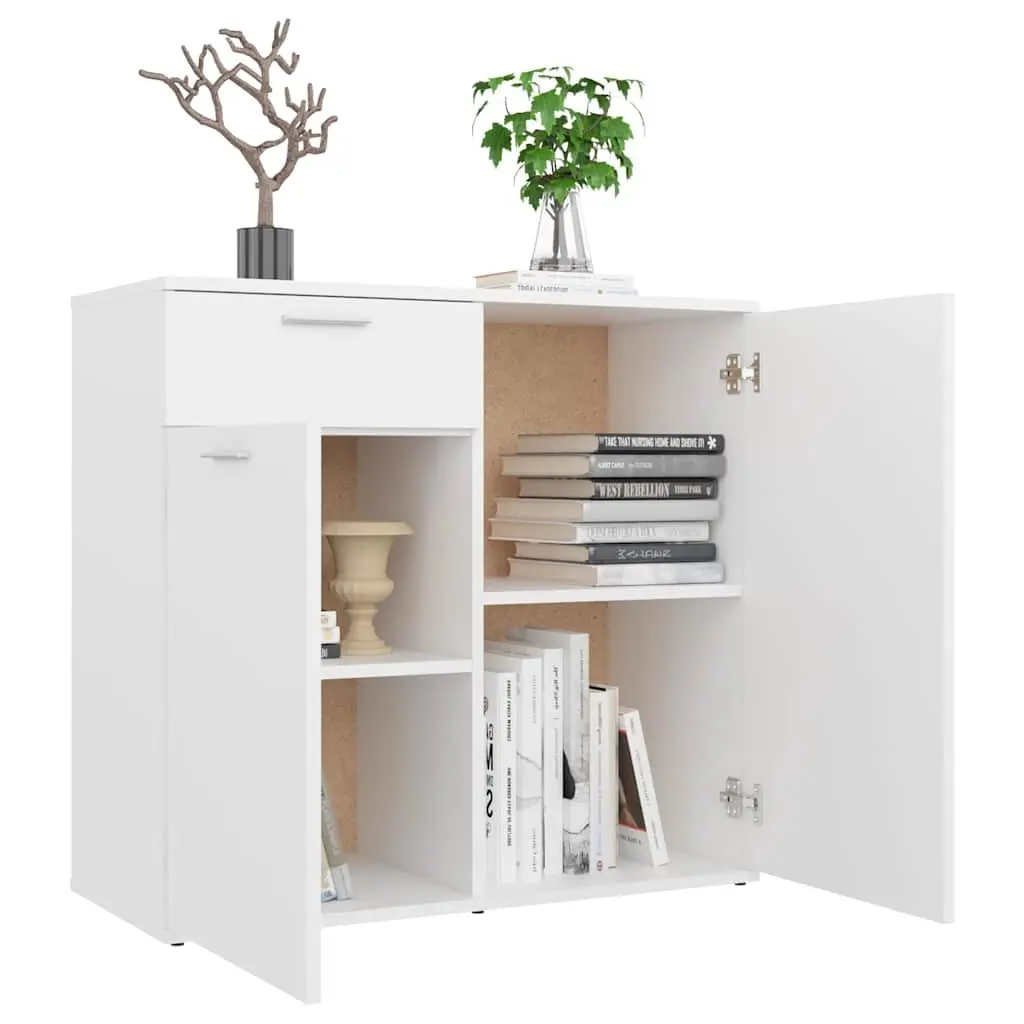 Sideboard Storage Cabinet Home Furniture 80x36x75cm White 2 Doors Drawer