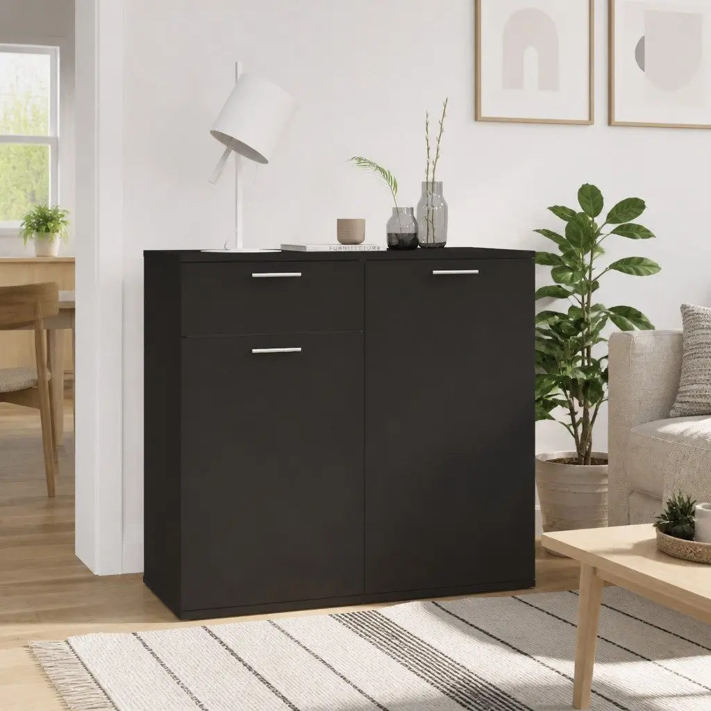 Sideboard Cabinet Black Storage Furniture for Home 80 x 36 x 75 cm