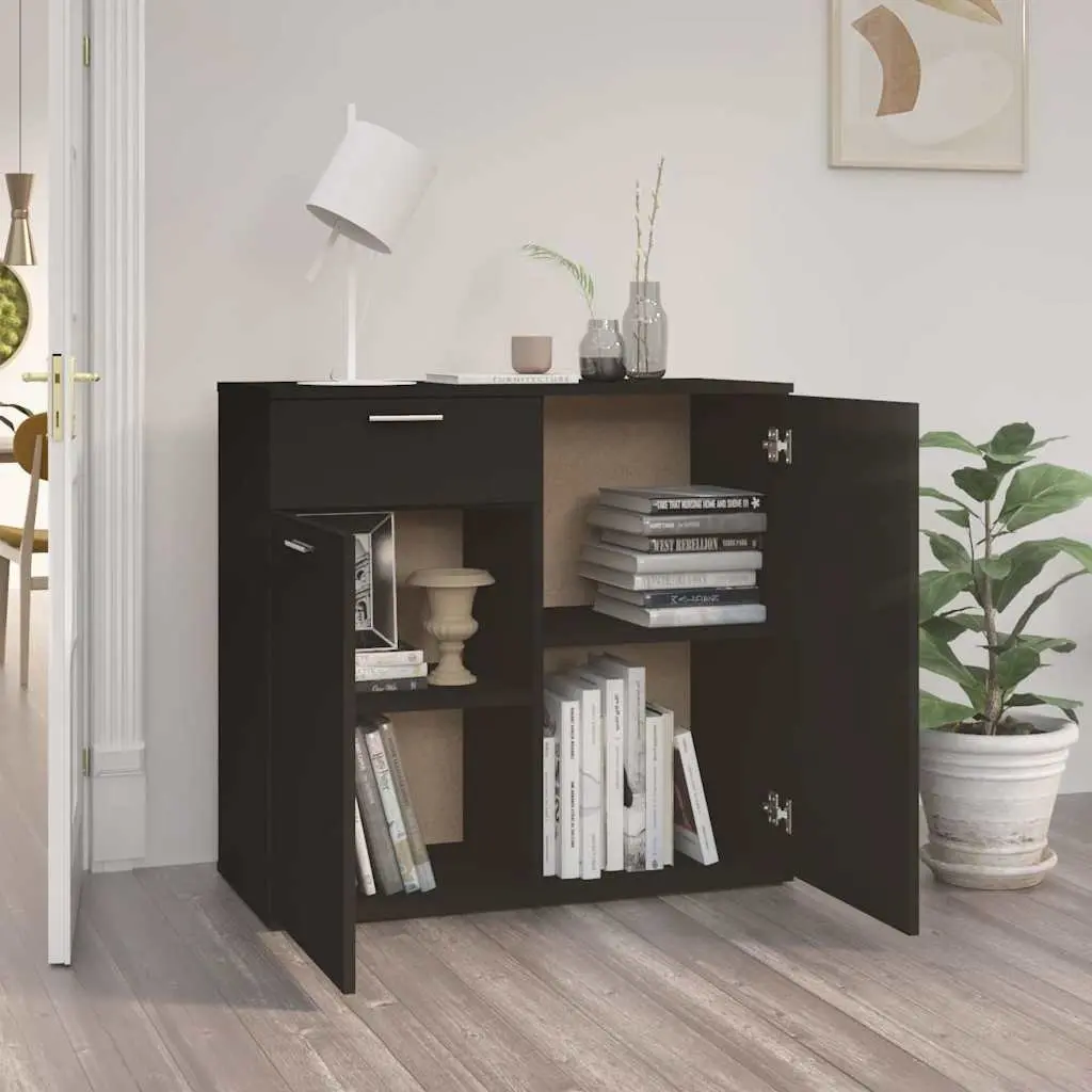 Sideboard Cabinet Black Storage Furniture for Home 80 x 36 x 75 cm