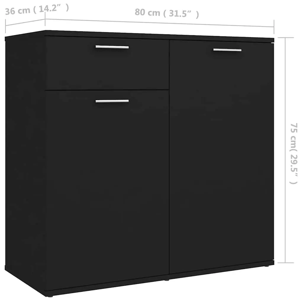 Sideboard Cabinet Black Storage Furniture for Home 80 x 36 x 75 cm