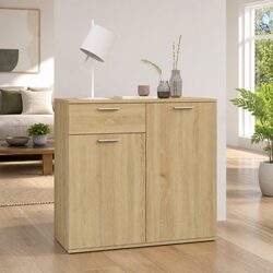 Sideboard Storage Cabinet with 2 Doors and Drawer Brown Engineered Wood