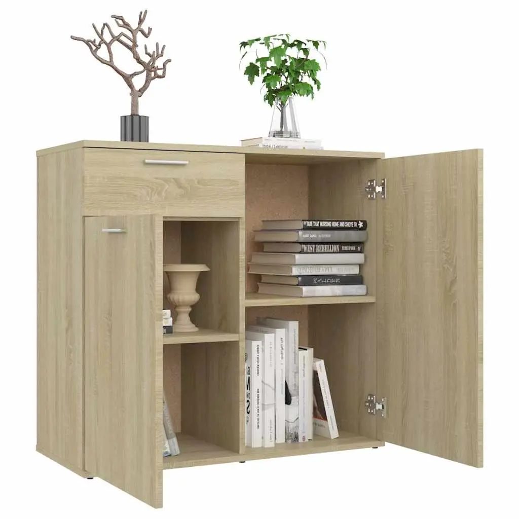 Sideboard Storage Cabinet with 2 Doors and Drawer Brown Engineered Wood