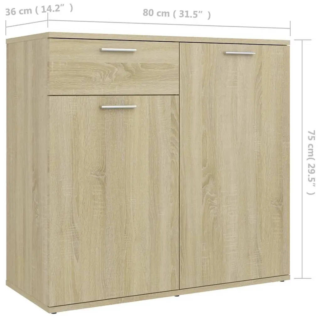 Sideboard Storage Cabinet with 2 Doors and Drawer Brown Engineered Wood