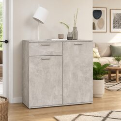 Storage Cabinet Grey 80L x 36W x 75H cm with 2 Doors