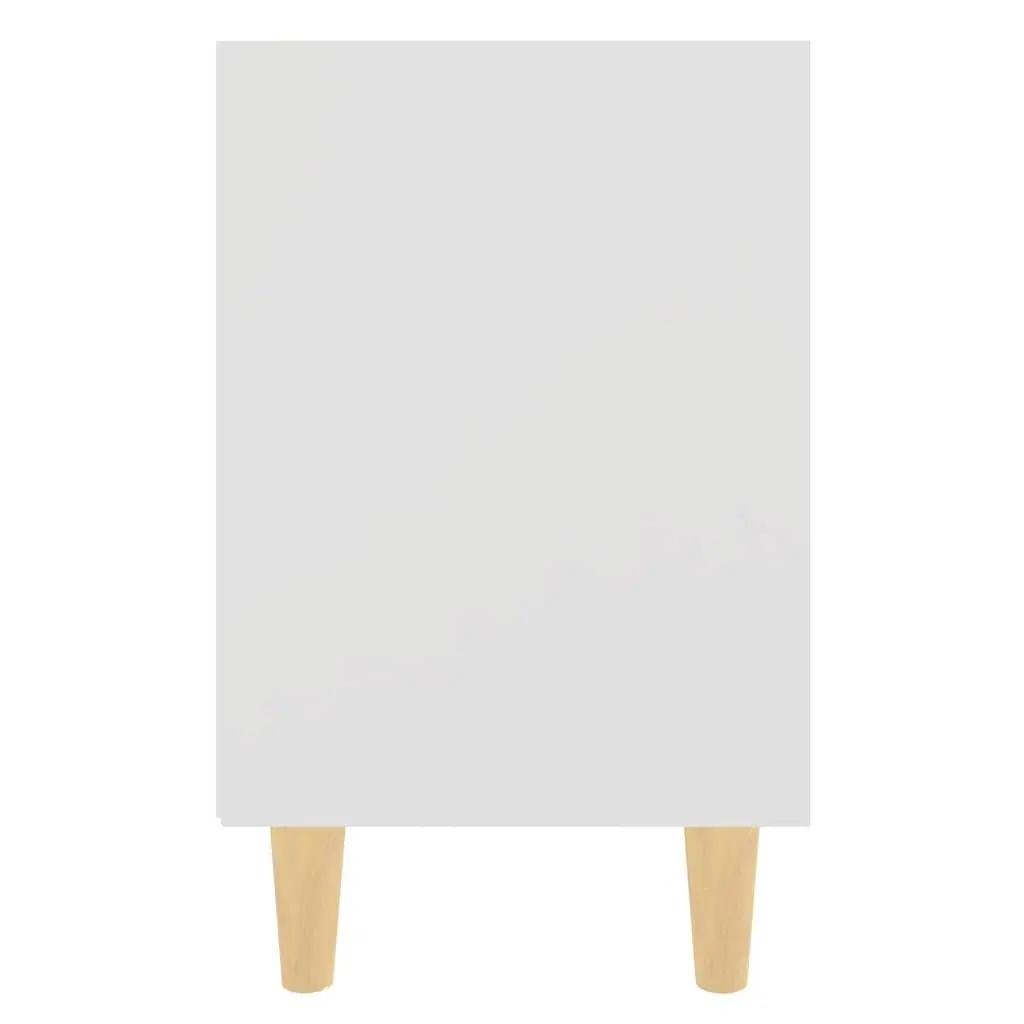 Bedside Table White Nightstand Wooden Legs Two Shelves 40 x 30 x 50 cm