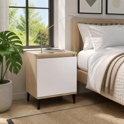 Sturdy Bedside Table with Reversible Door Opening