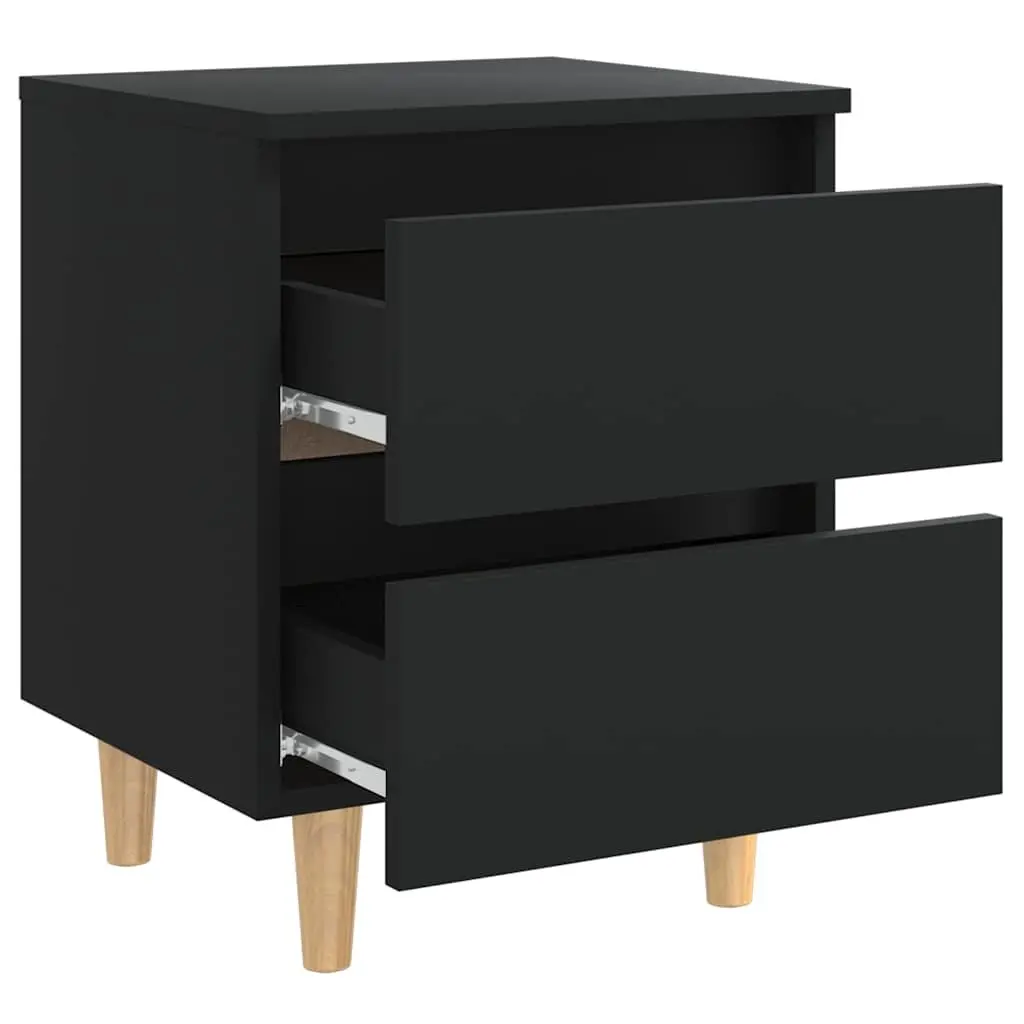 Bedside Table Black 2-Piece Set with Drawers Storage Cabinet Nightstand
