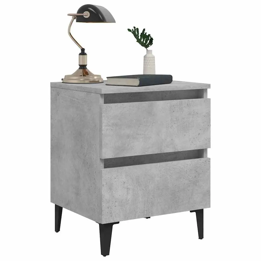 Grey Concrete Bedside Table with Drawers