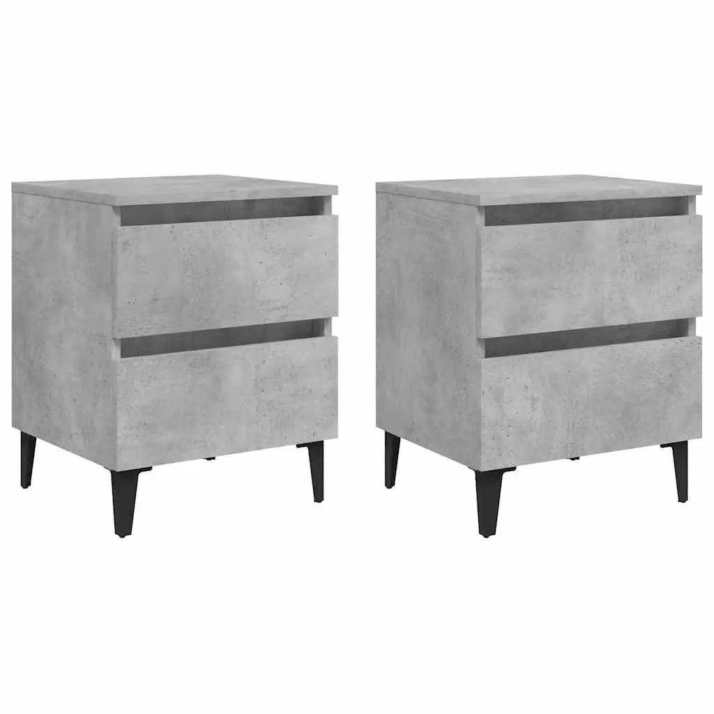 Bedside Tables 2 pcs Concrete Grey Bed Cabinets Nightstands with Drawers