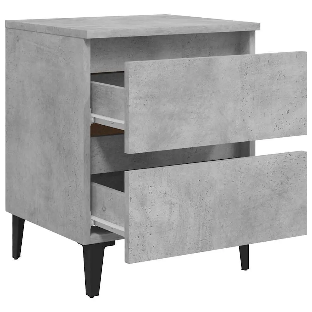 Bedside Tables 2 pcs Concrete Grey Bed Cabinets Nightstands with Drawers