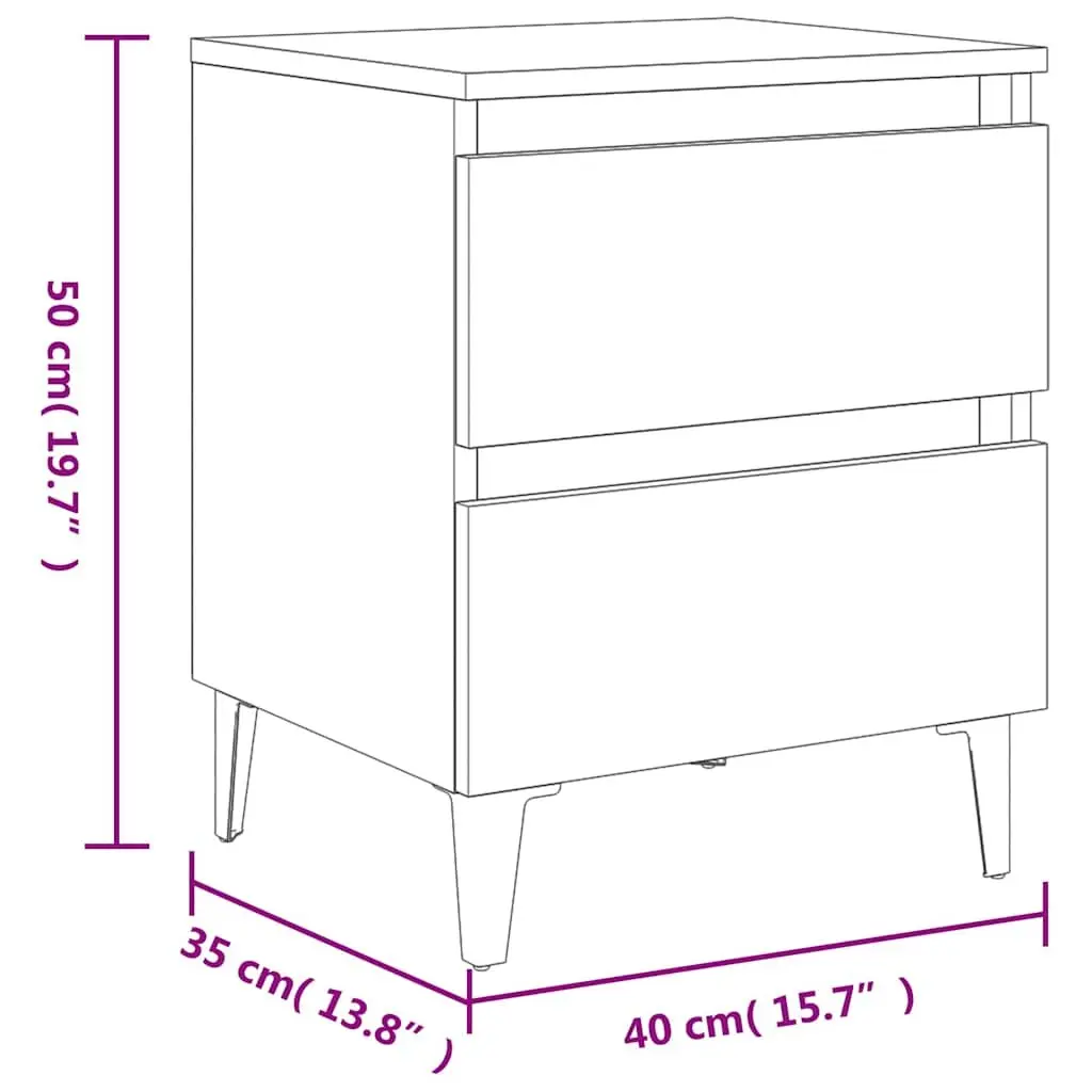 Bedside Tables 2 pcs Concrete Grey Bed Cabinets Nightstands with Drawers