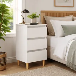 Scandinavian White Bedside Table: 40 x 35 x 69 cm