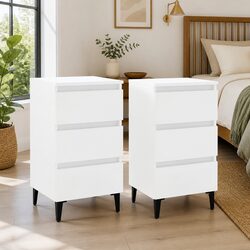 Specifications of White Bedside Tables with Metal Legs