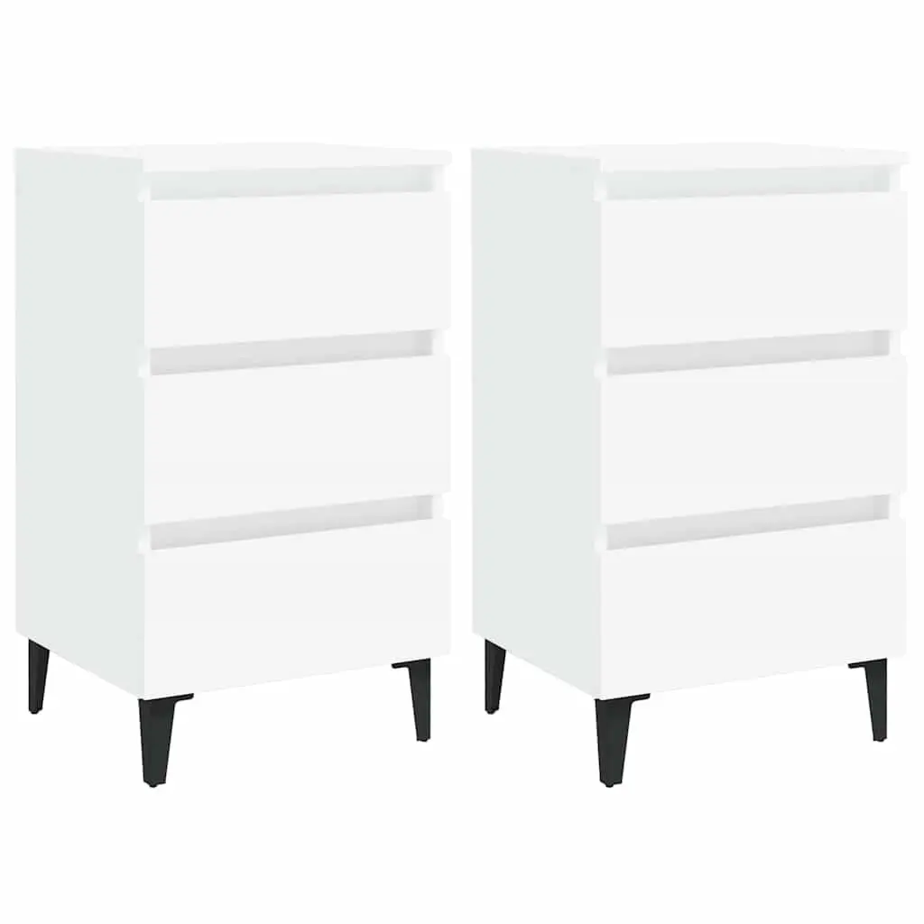 White Bedside Tables with Metal Legs
