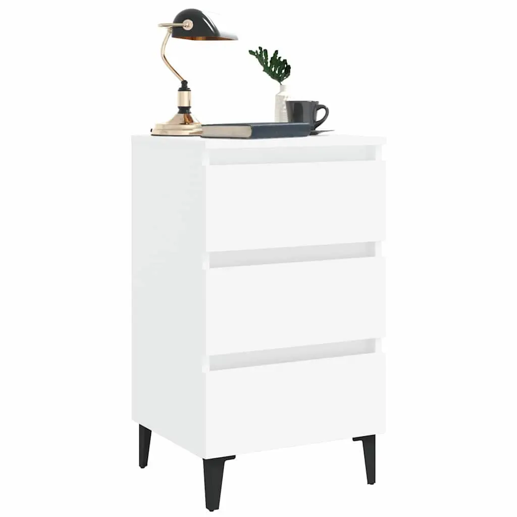 White Bedside Tables with Metal Legs