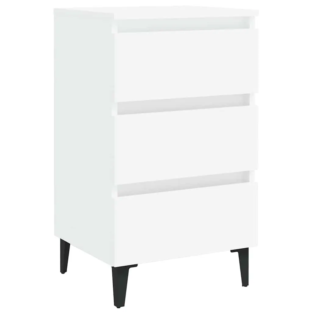 White Bedside Tables with Metal Legs