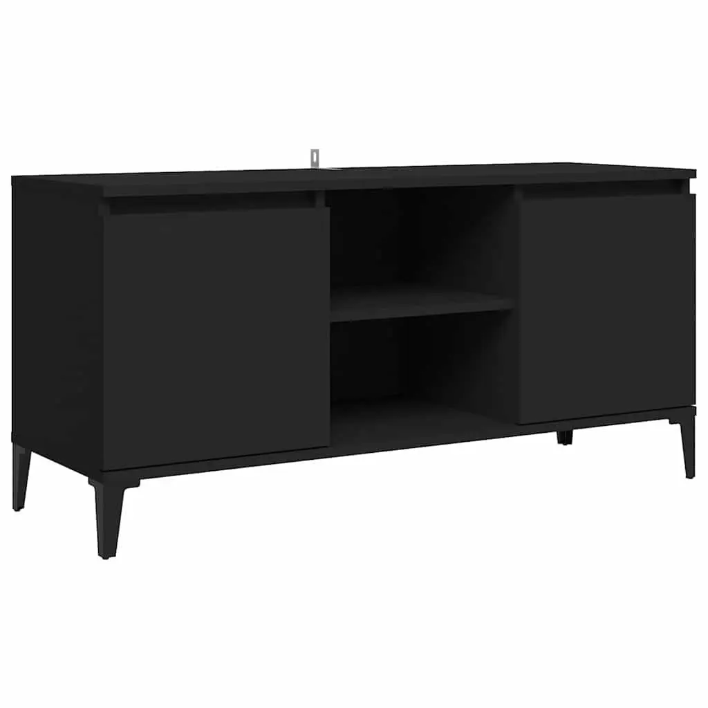 TV Cabinet with Metal Legs Black Industrial Style Living Room Storage Media Unit