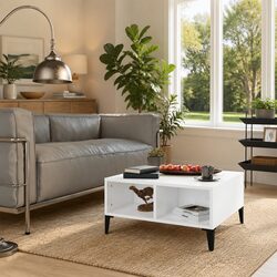 Coffee Table Dimensions: 60 x 60 x 30 cm, White High Gloss