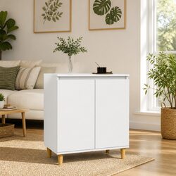 White Storage Cabinet Specifications: 60x35x70cm, Wood Legs