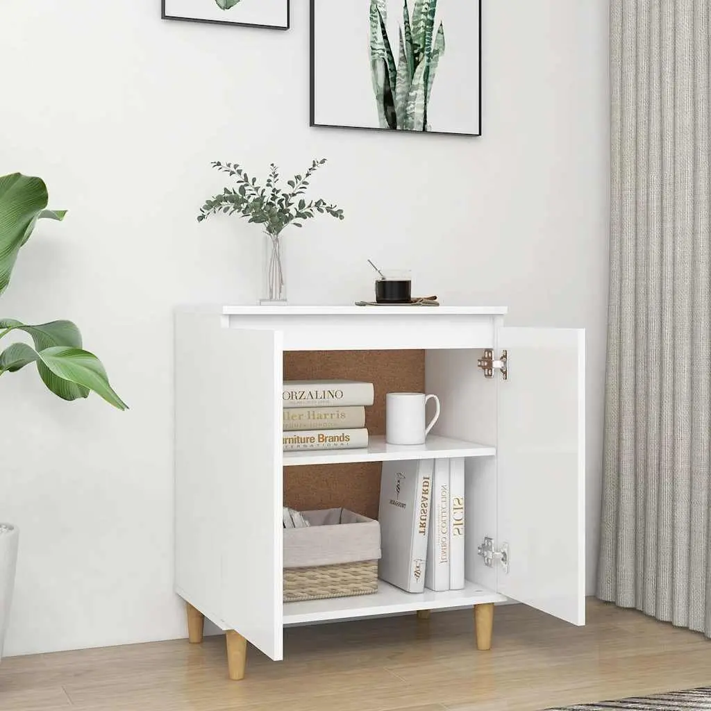 Sideboard for Living Room White 60x35x70cm Engineered Wood with Wood Legs