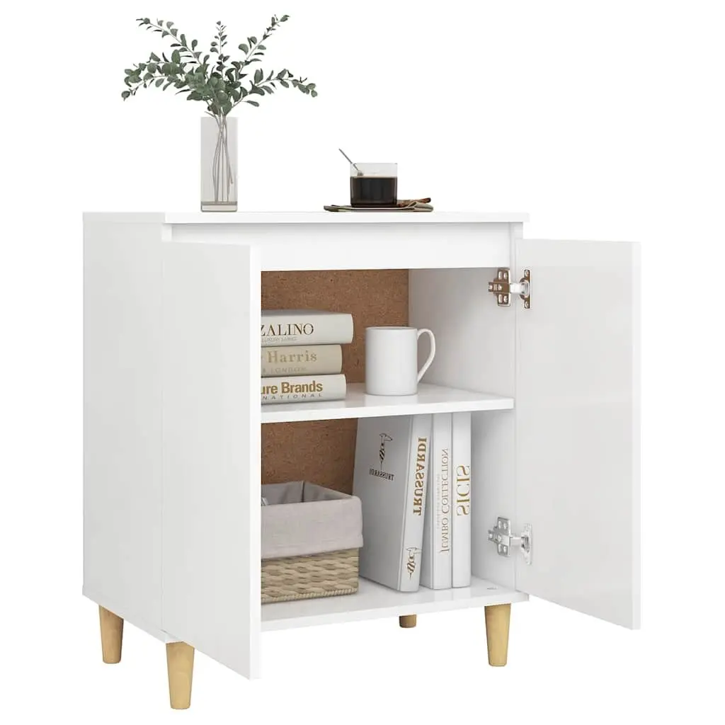 Sideboard for Living Room White 60x35x70cm Engineered Wood with Wood Legs