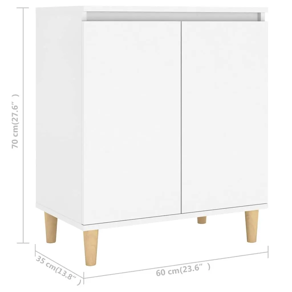 Sideboard for Living Room White 60x35x70cm Engineered Wood with Wood Legs