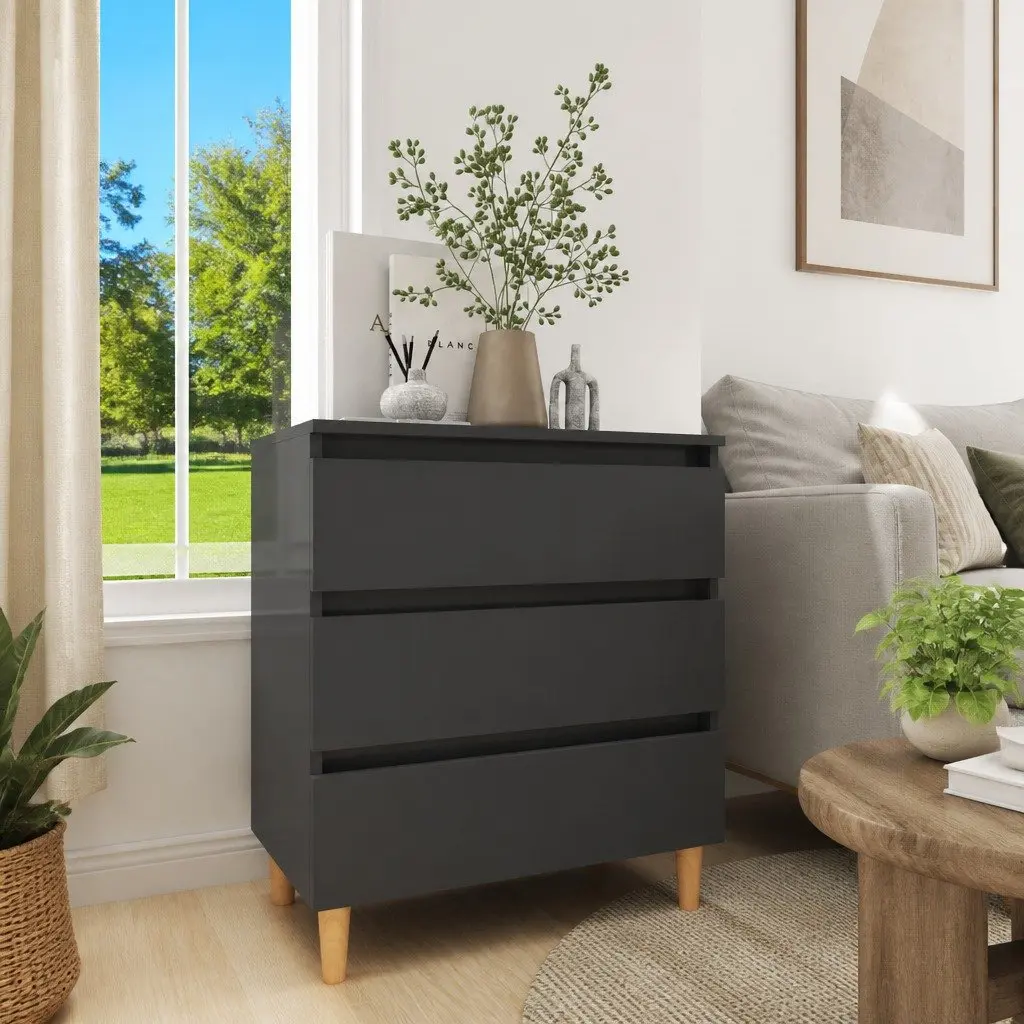Sideboard Grey Scandinavian Style Storage Cabinet 60W x 35D x 69H cm