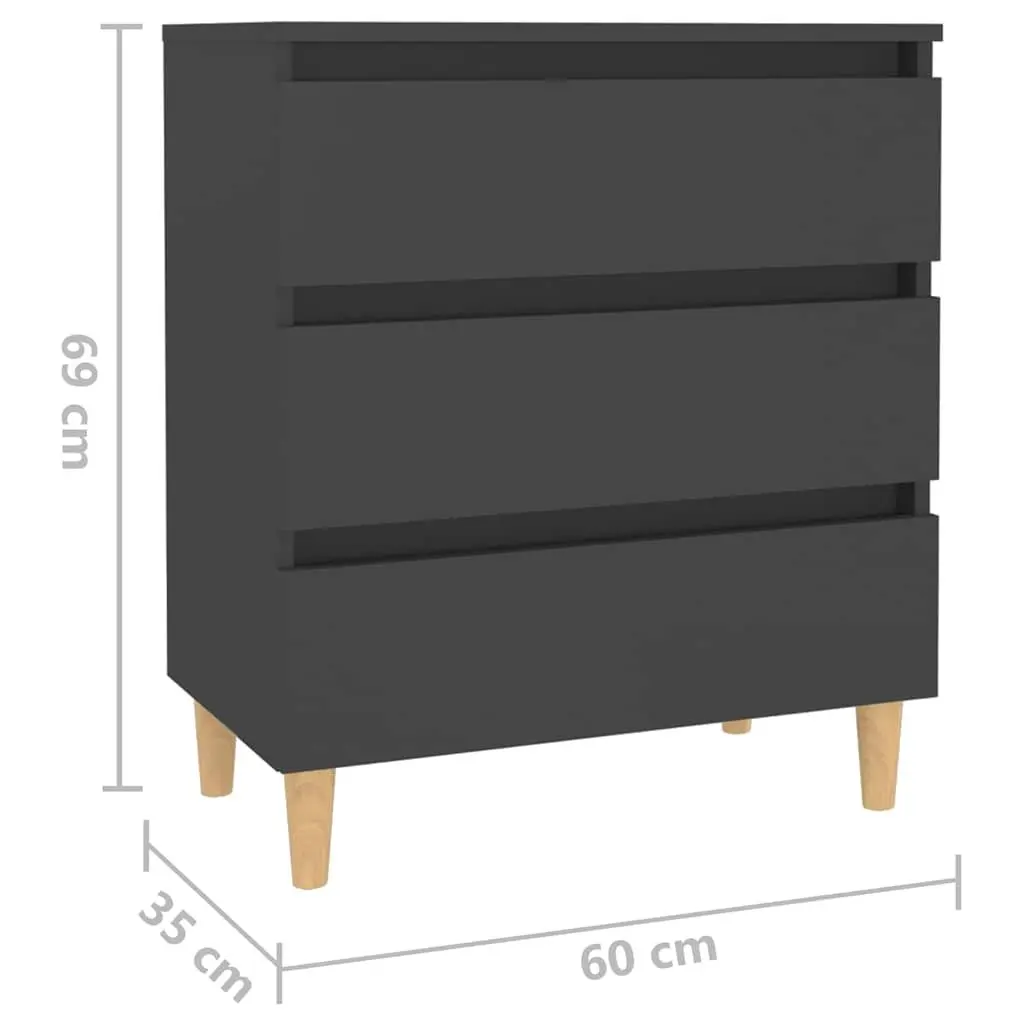Sideboard Grey Scandinavian Style Storage Cabinet 60W x 35D x 69H cm