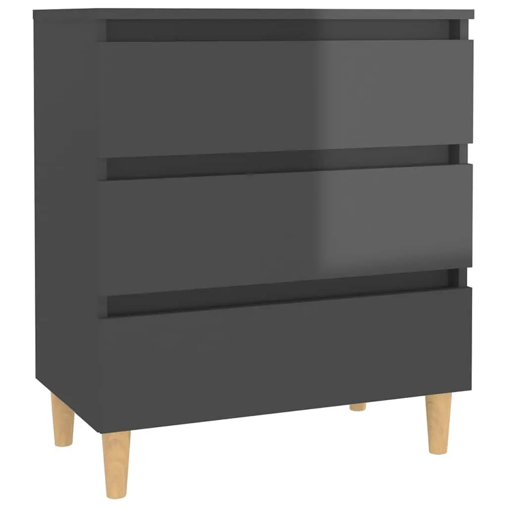 Grey Sideboard Cabinet 3 Drawer Storage Unit Scandinavian Style Buffet Furniture