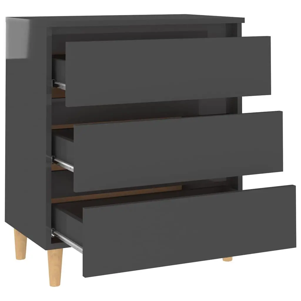 Grey Sideboard Cabinet 3 Drawer Storage Unit Scandinavian Style Buffet Furniture