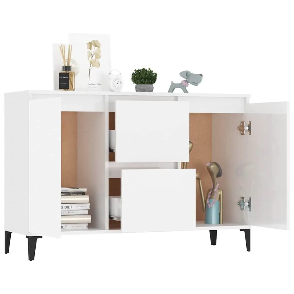 Sideboard for Living Room High Gloss White 102W x 35D x 70H cm