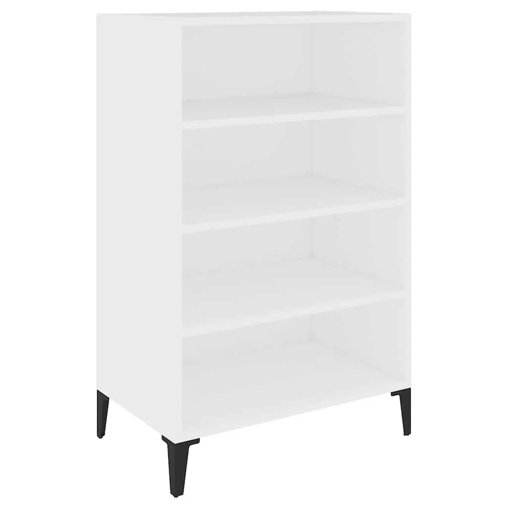 White Sideboard Storage Cabinet 4 Shelf Engineered Wood Living Room Buffet