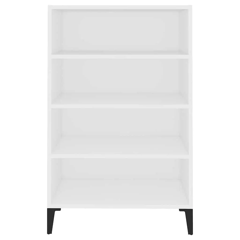 White Sideboard Storage Cabinet 4 Shelf Engineered Wood Living Room Buffet