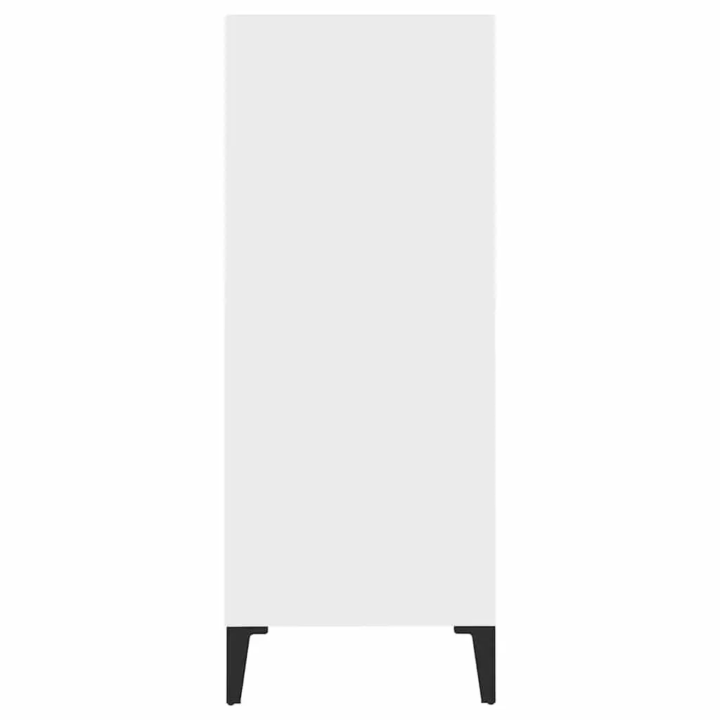 White Sideboard Storage Cabinet 4 Shelf Engineered Wood Living Room Buffet