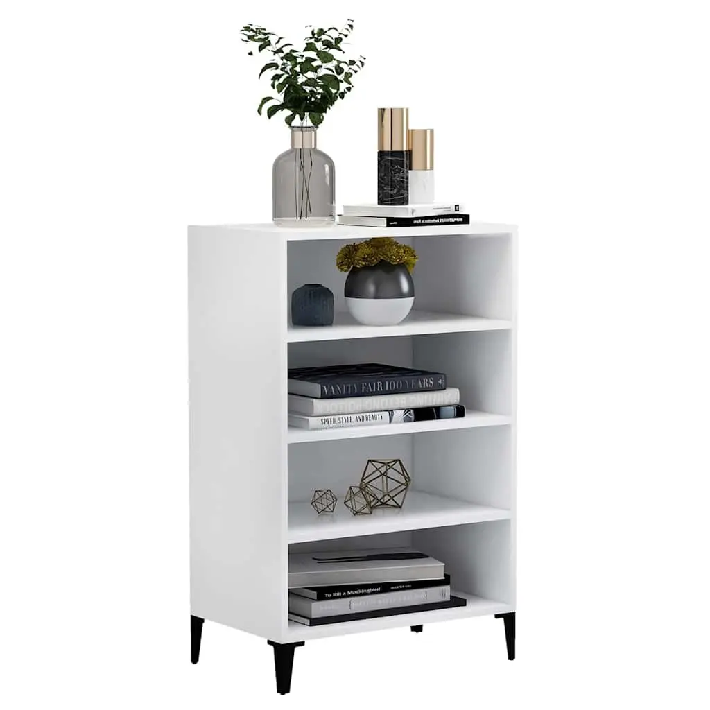 White Sideboard Storage Cabinet 4 Shelf Engineered Wood Living Room Buffet