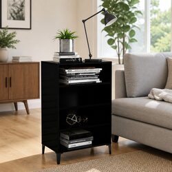 Black Sideboard Cabinet Specifications: 4 Shelves, 57x35x90 cm